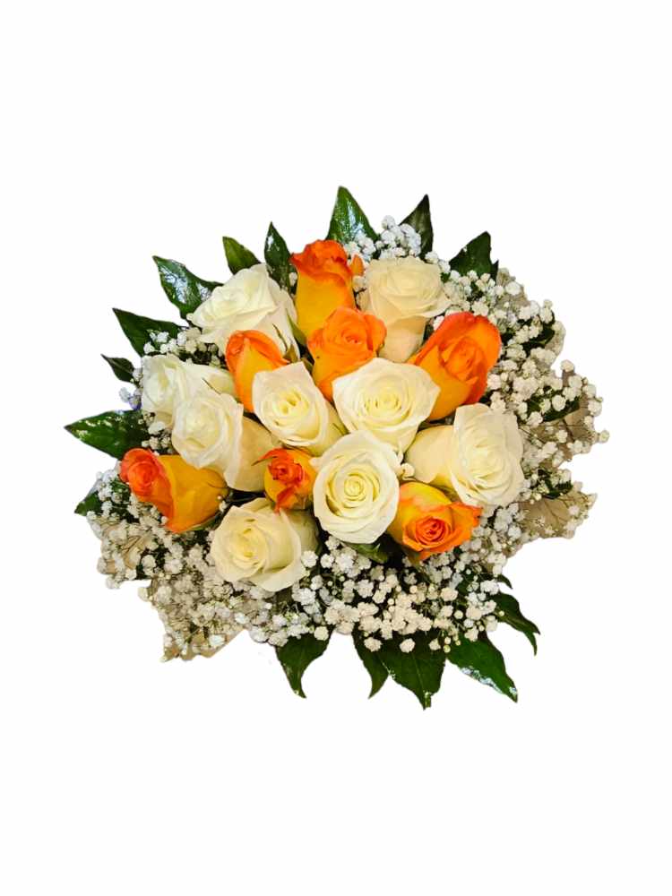 Bouquet da sposa rose bianche e rose arancioni