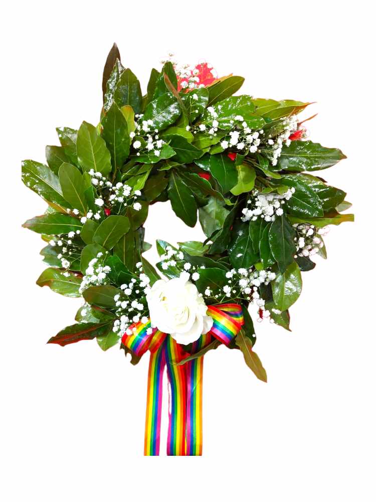 Coroncina per laurea con gypsophila e rosa bianca