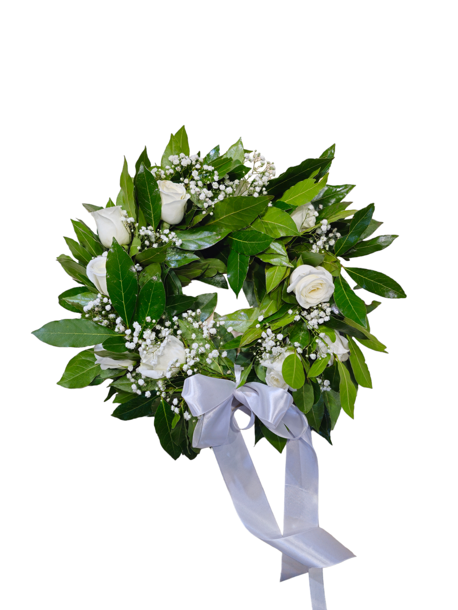 Coroncina per laurea con rose bianche e gypsophila