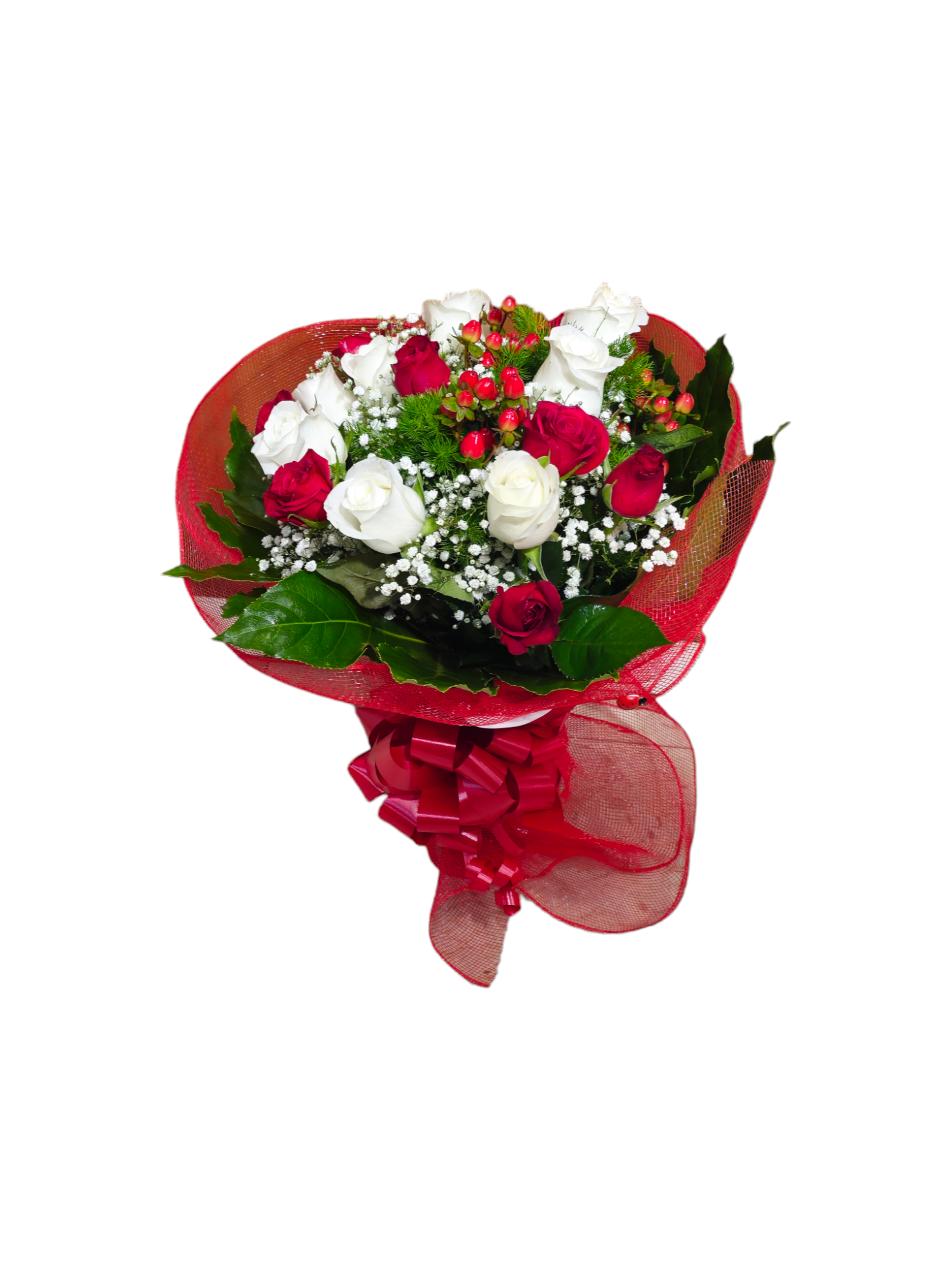 Bouquet per laurea rose rosse e hypericum