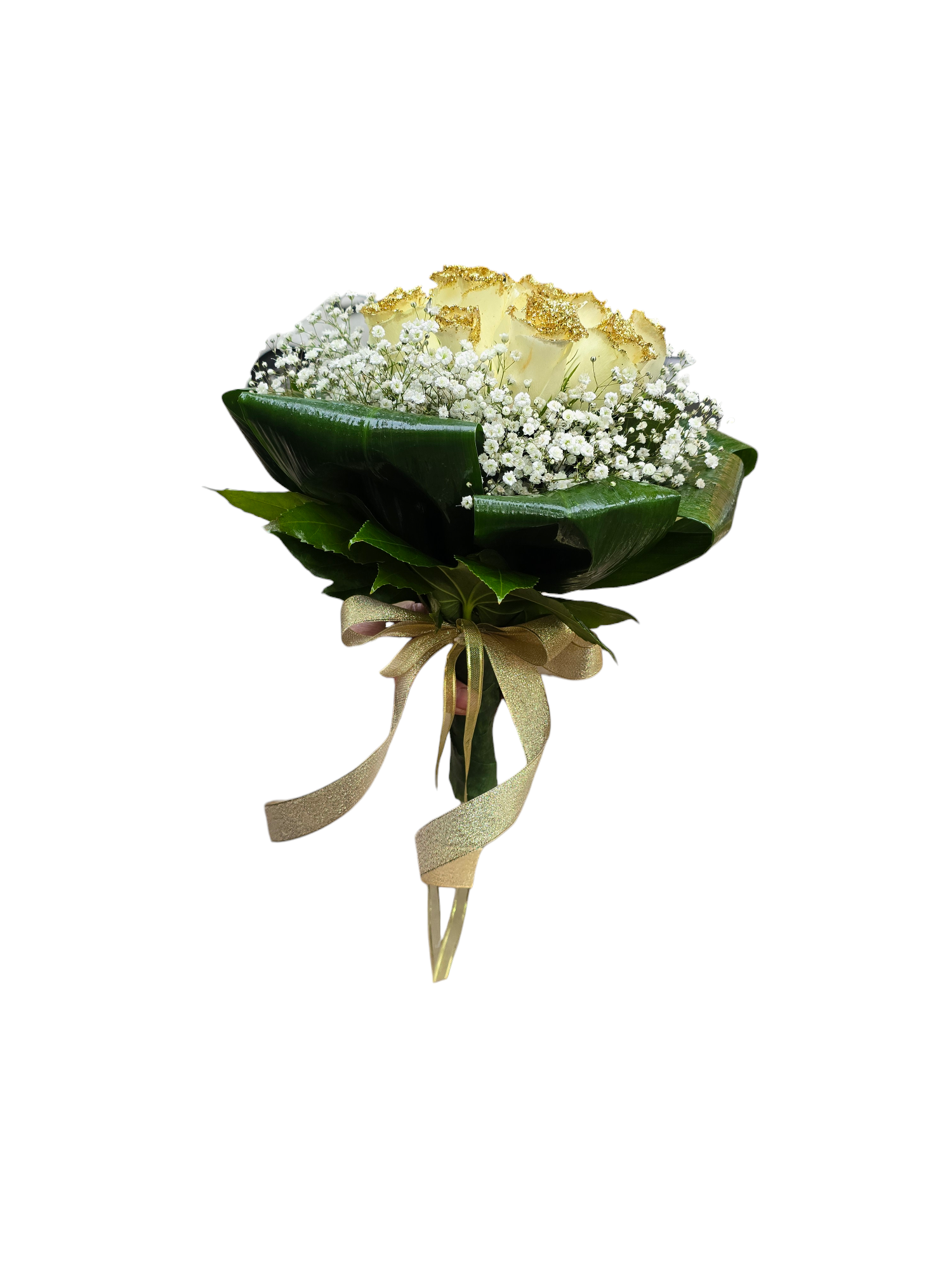 Bouquet di nozze d oro con rose - immagine 2