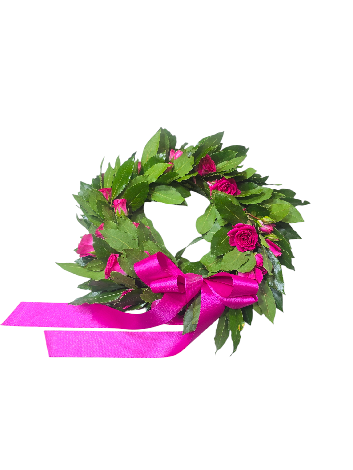Featured image for “Coroncina per laurea con rose fucsia piccole”
