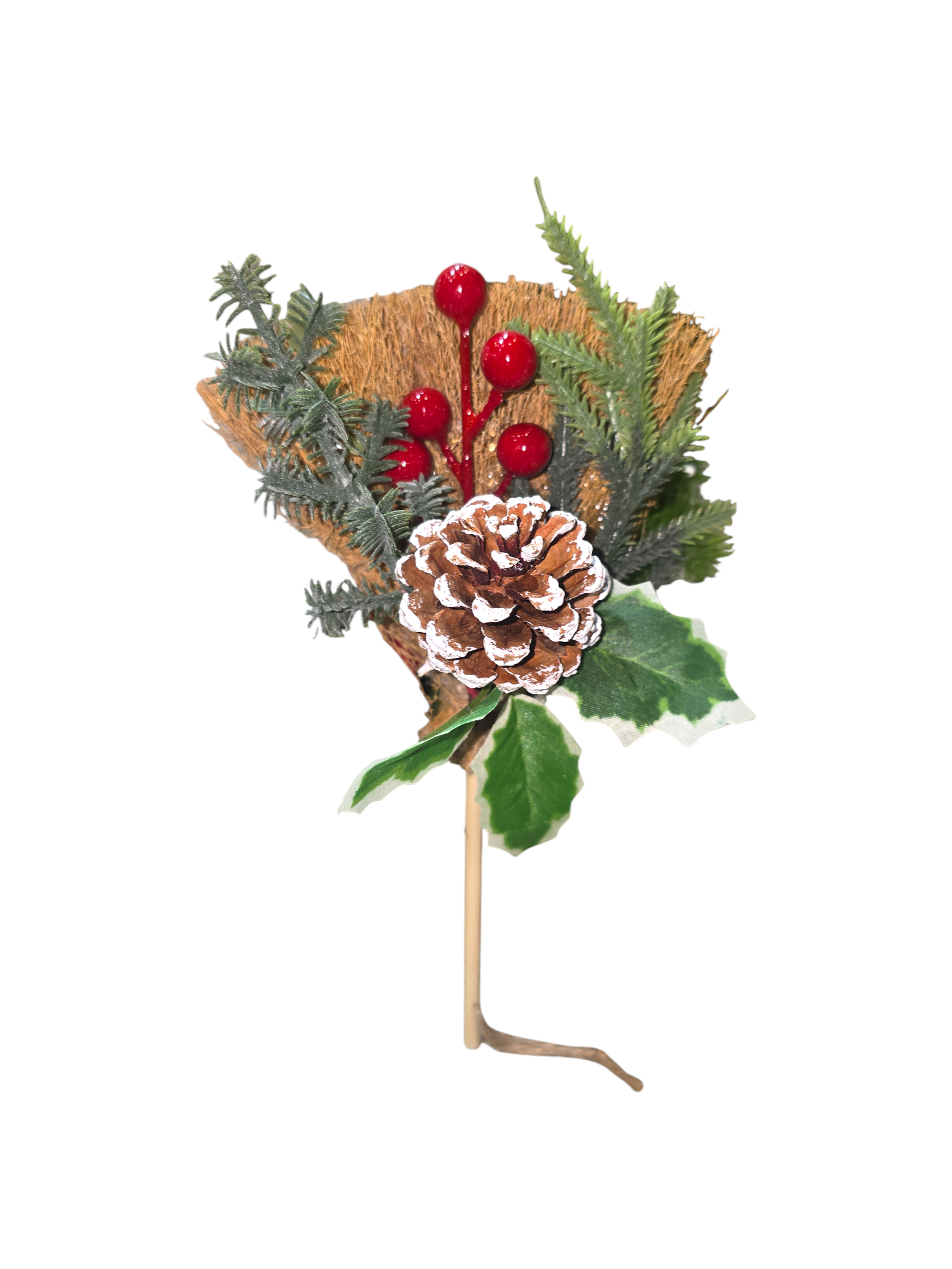 Featured image for “Scopetta Scacciaguai Natalizia – Decorazione Artigianale con Pigna e Bacche Rosse”
