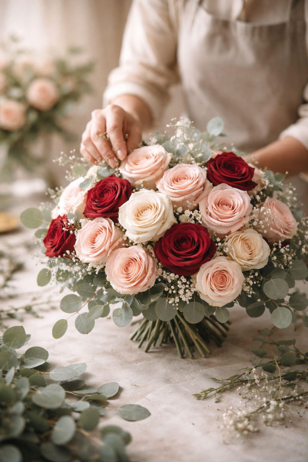 Composizione floreale elegante preparata con cura