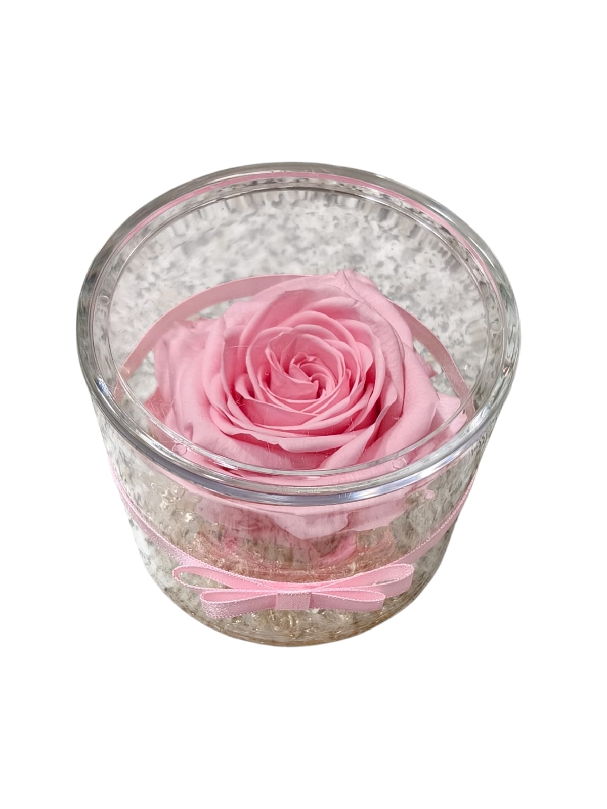 Rosa stabilizzata in cilindro trasparente con coperchio - immagine 17