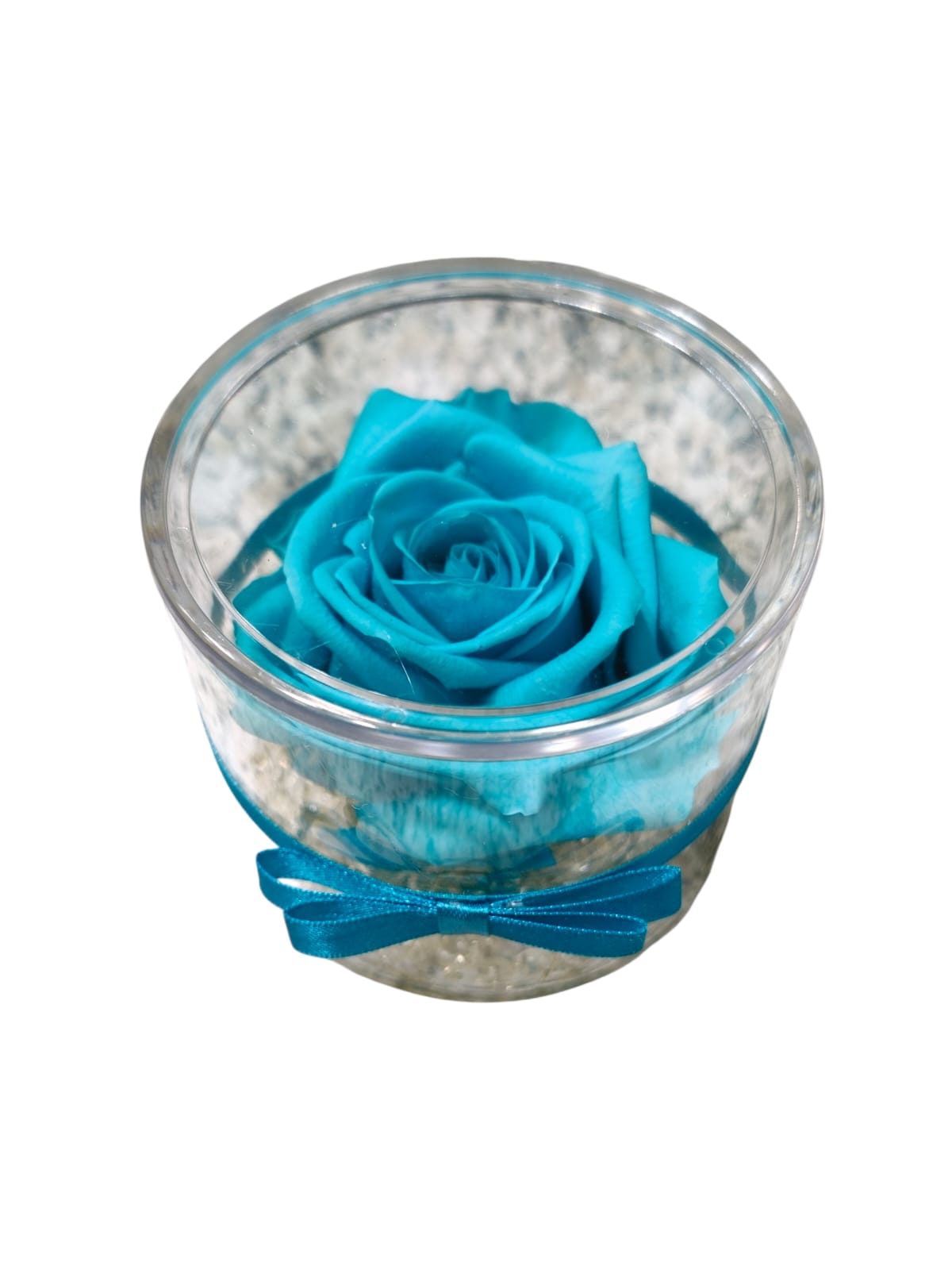 Rosa stabilizzata in cilindro trasparente con coperchio - immagine 11