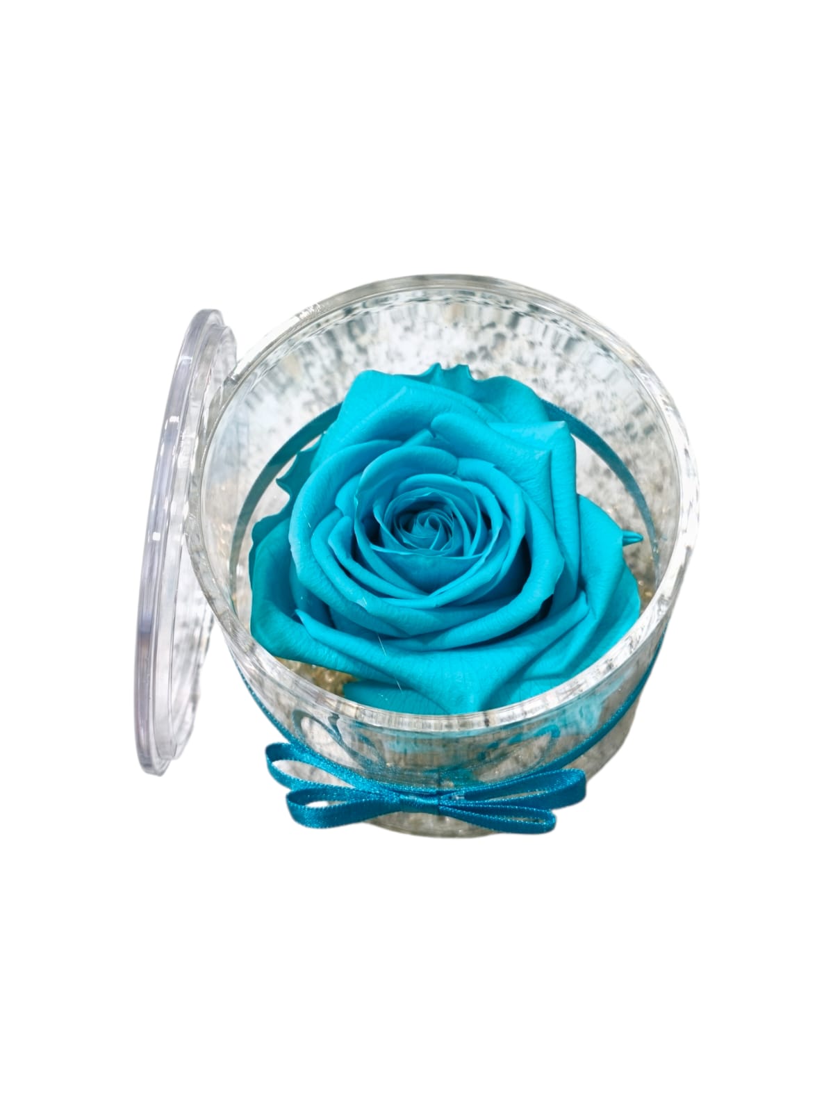 Rosa stabilizzata in cilindro trasparente con coperchio - immagine 10