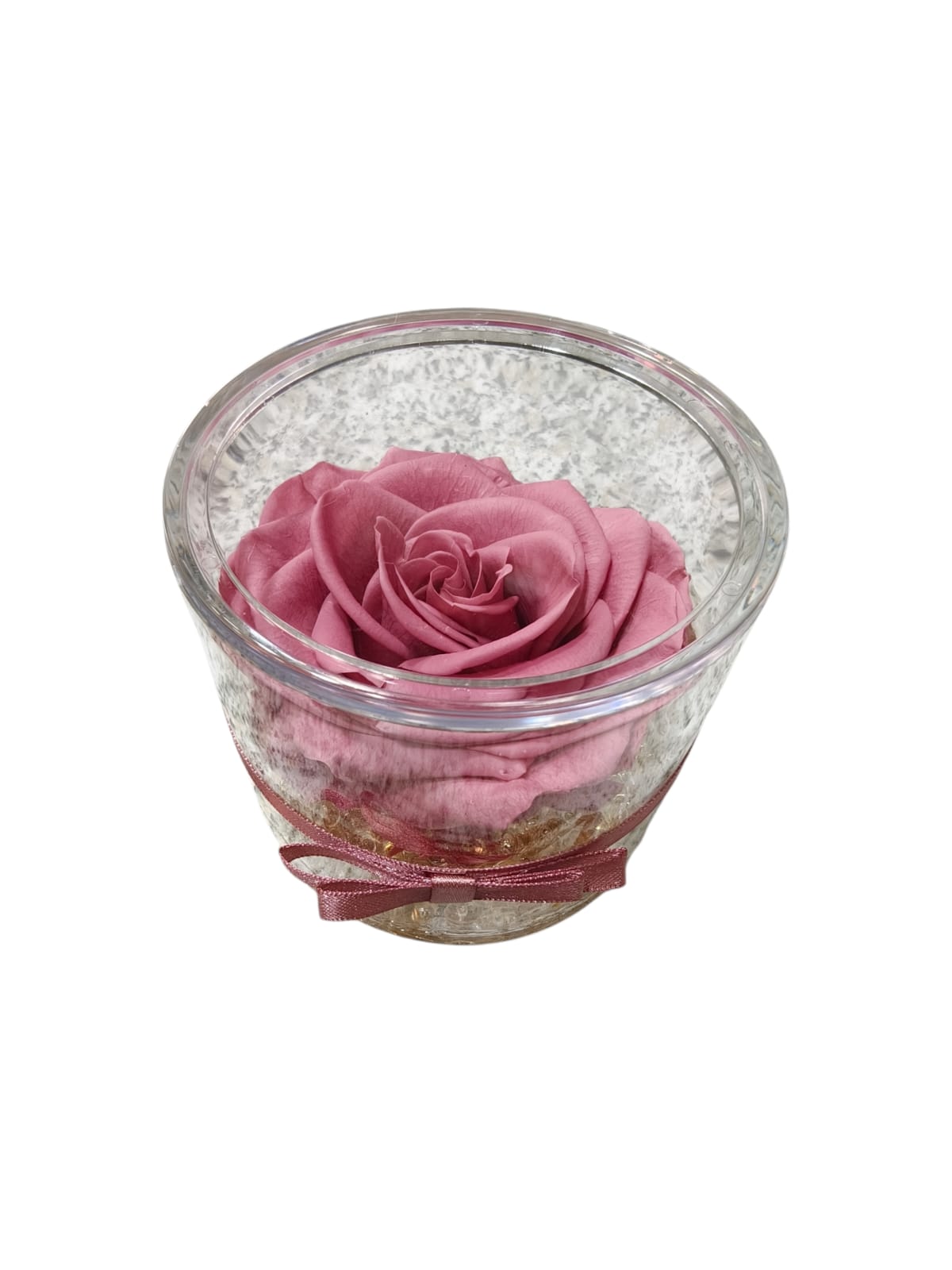 Rosa stabilizzata in cilindro trasparente con coperchio - immagine 5